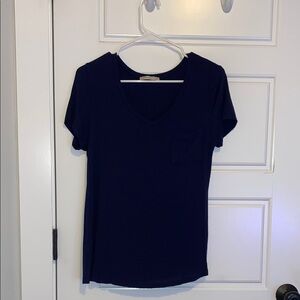 Navy Blue V-Neck Women's Top